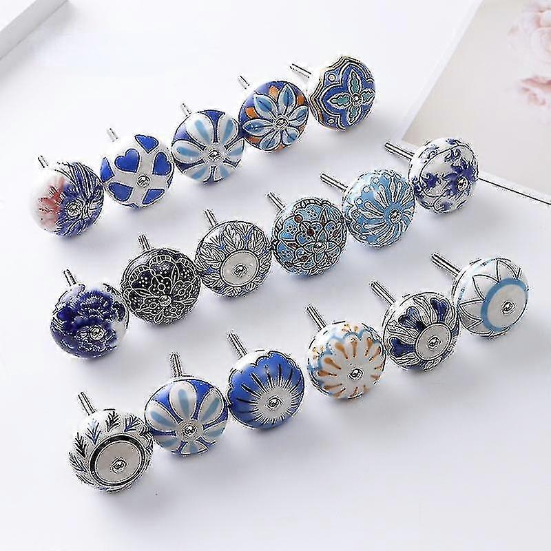 컬러 패턴 농촌 가구 핸들 40mm 세라믹 서랍 캐비닛 핸들 손잡이 캐비닛 주방 하드웨어 핸들