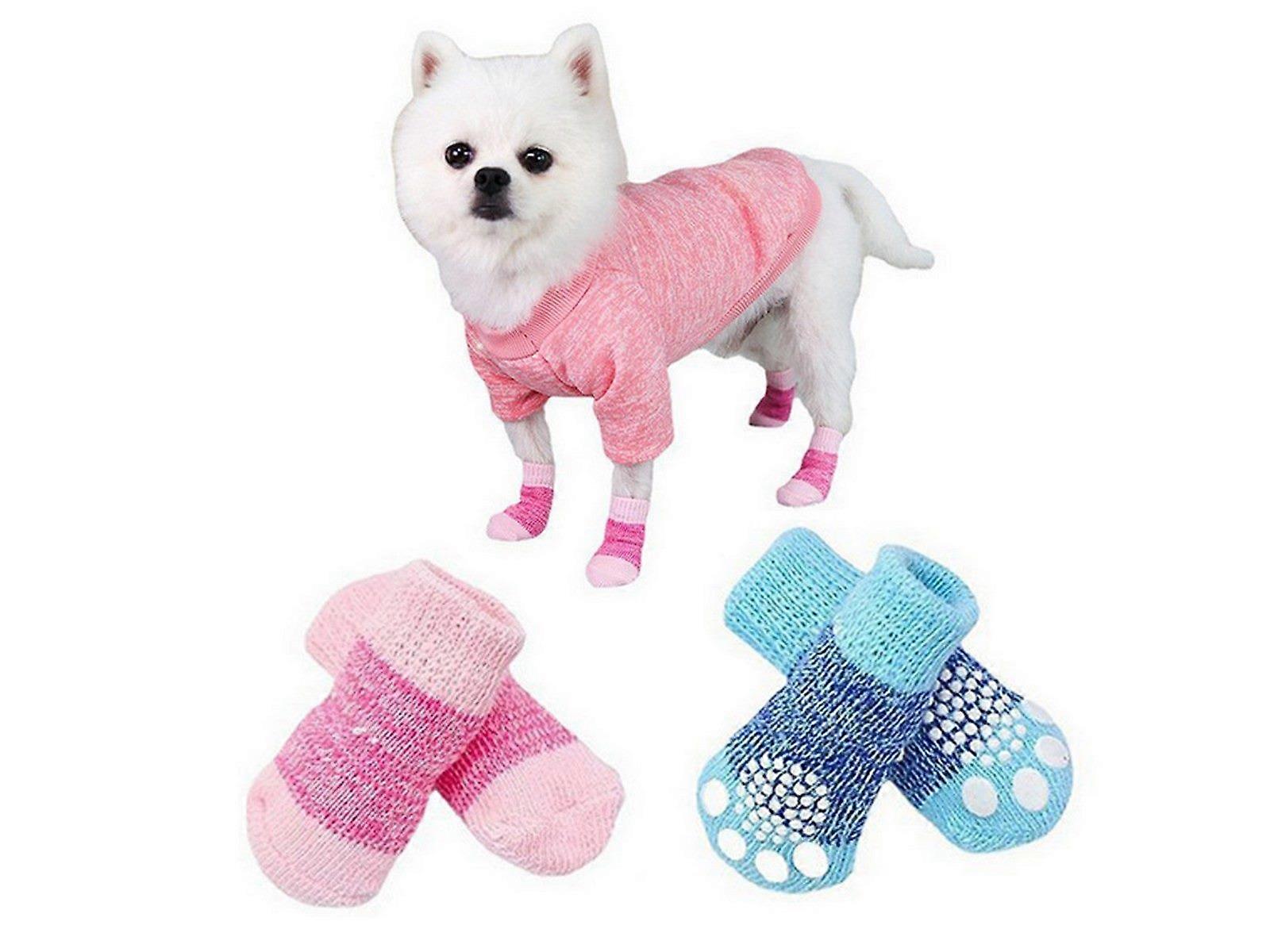 4 Pairs Pet Winter Warm Socks Pet Paw Protector Medium Size