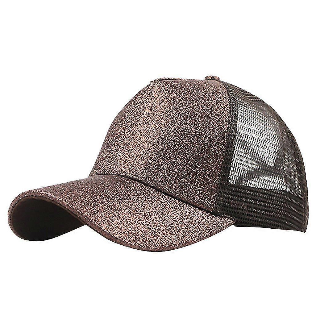 Ponytail Messy Buns Trucker Plain Baseball Visor Cap Unisex Glitter Hat