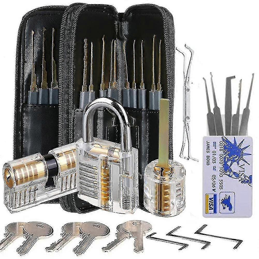 30-piece Lock Picking Kit 3 Transparent Practice Locks For Beginners And Locksmith Training