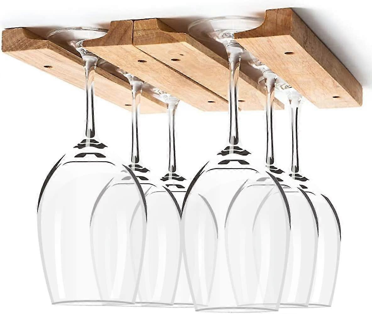 1pc木製ワイングラスホルダーラック11インチ木製吊り下げワイングラスホルダーマウントアンダーキャビネットステムウェア収納ラック8ネジマンジア付き