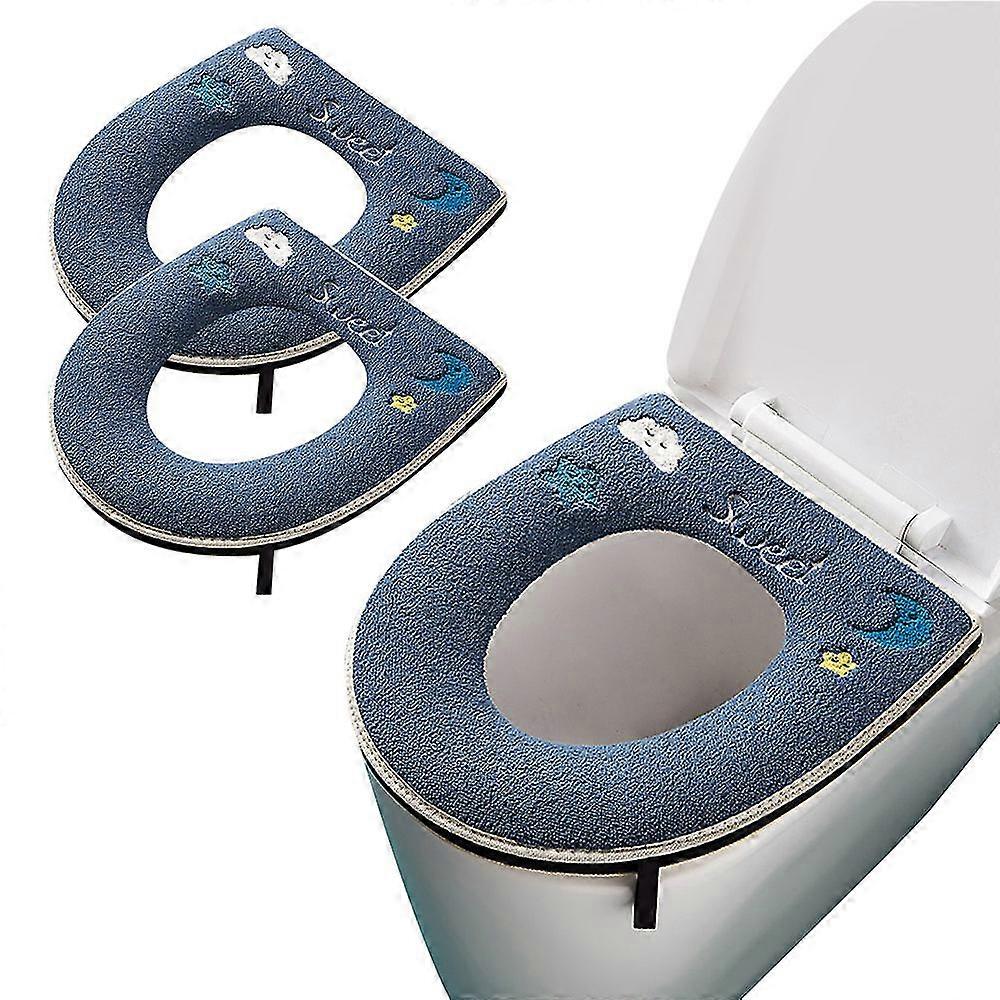 Simple Yet Comfortable, Pair Of Sleeve-style Toilet Cushions With Easy-to-use Handles And Zippered Closure,Navy blue