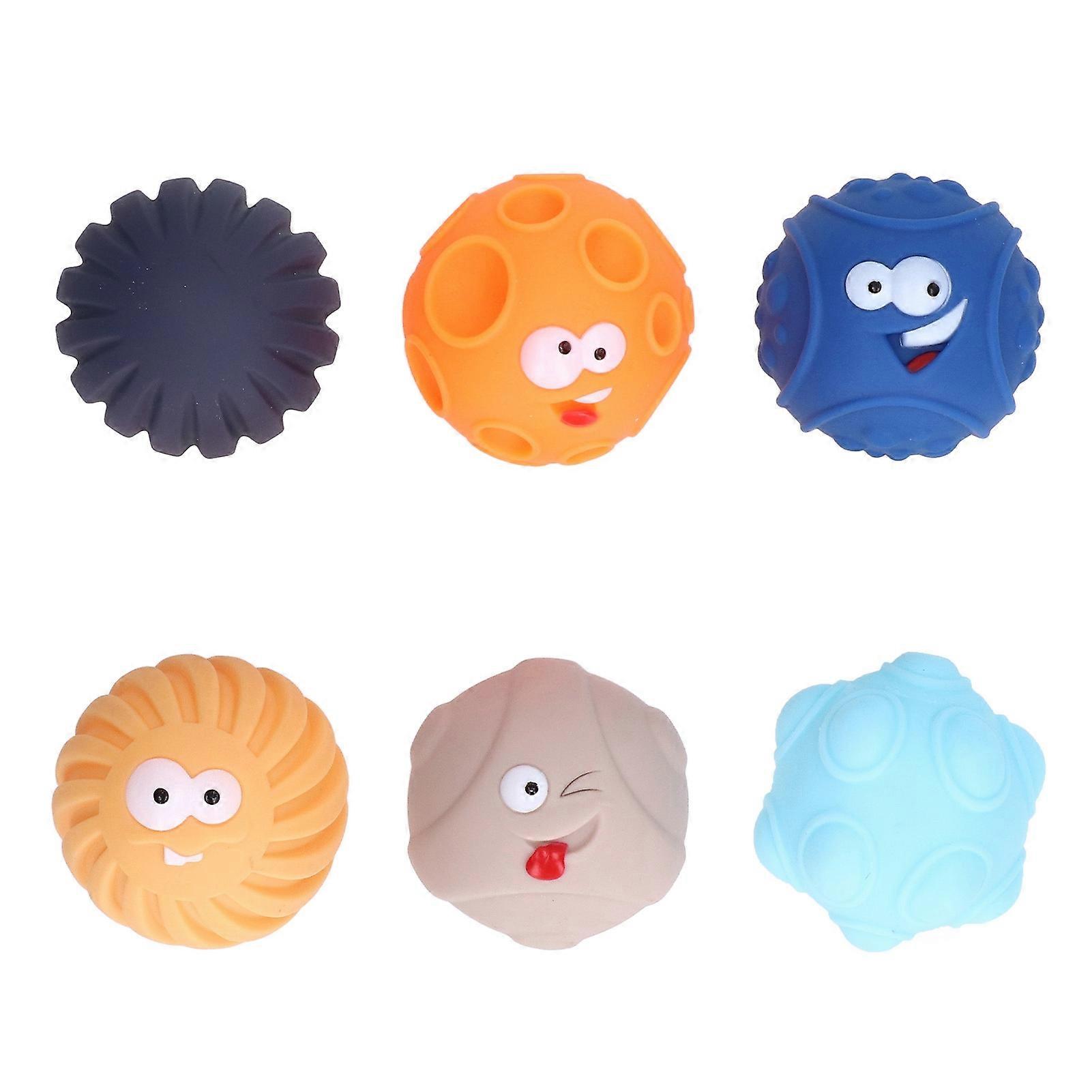 6pcs/set Textured Sensory Squeeze Ball Soft Baby Hand Catching Rattle Toys for 6 Month Old Kids Toddlers