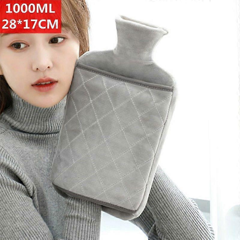 1L Hot Water Bottle with Hand Pocket Cover BPA Free PVC Water Bag Odorless Superior Material