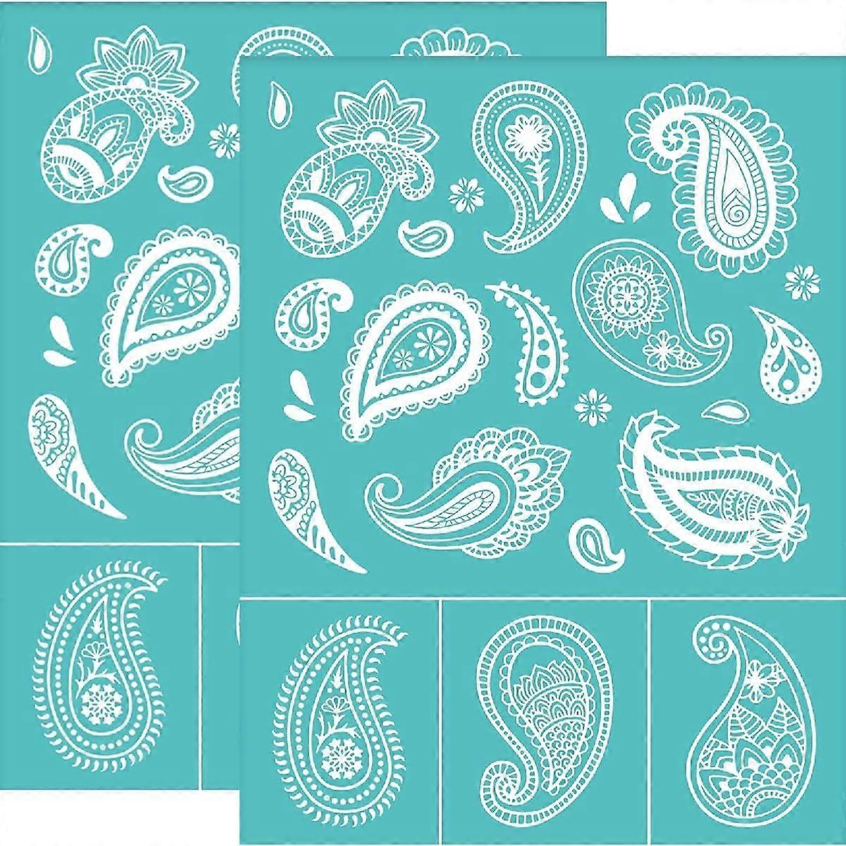 2pcs Silk Screen Printing Stencils Floral Pattern Self-Adhesive Silkscreen Stencil Reusable Mesh Transfer Stencils for Printing on Wood T-shirts Canva