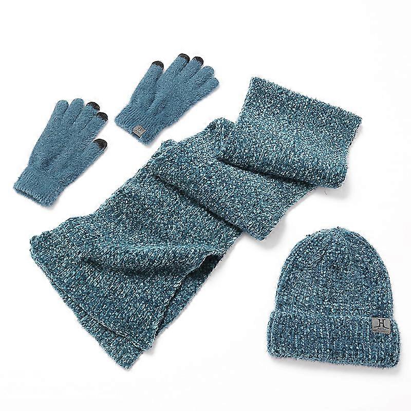 Womens Winter Warm Knit Beanie Hat Touchscreen Gloves Long Scarf Set with Fleece Lined Skull Caps Neck Scarves