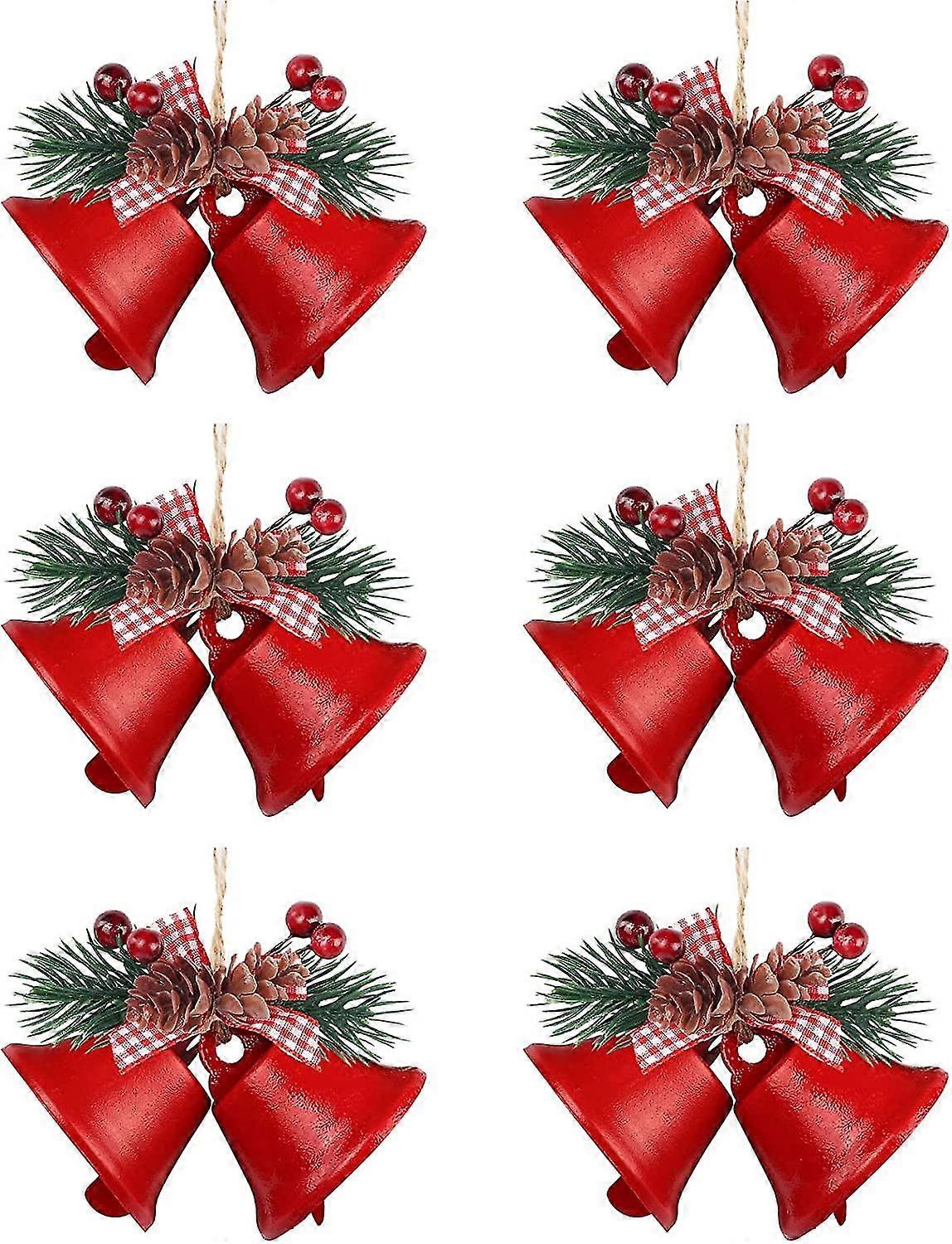 6pcs red christmas bells tree decorations set