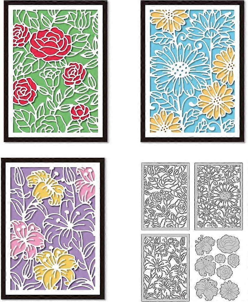 Flower Background Cutting Dies Embossing Template Carbon Steel Cutting Stencils Flower Die Cuts for Greeting Card Making DIY Scrapbooking Christmas We