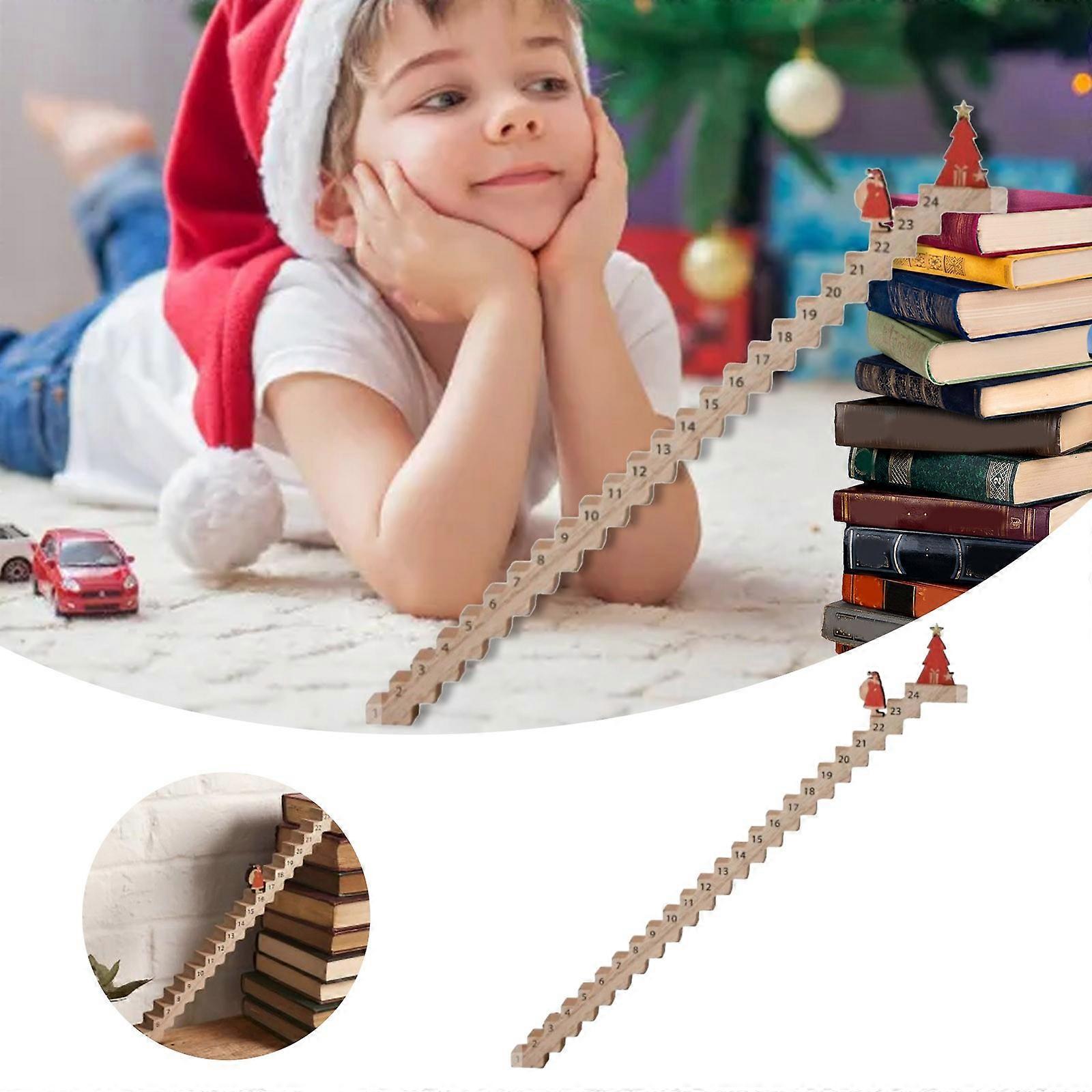 40CM Άγιος Βασίλης αντίστροφη μέτρηση παιχνίδι χριστουγεννιάτικο ημερολόγιο ξύλινος Βασίλης αναρρίχηση σκάλες Advent