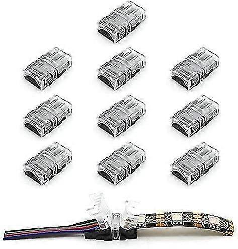 4 tűs led csatlakozó, 10db 4 tűs led szalag csatlakozó 10 mm-es RGB 5050 vízálló csatlakozókhoz Gyorsan rögzíthető forrasztás nélküli adapter