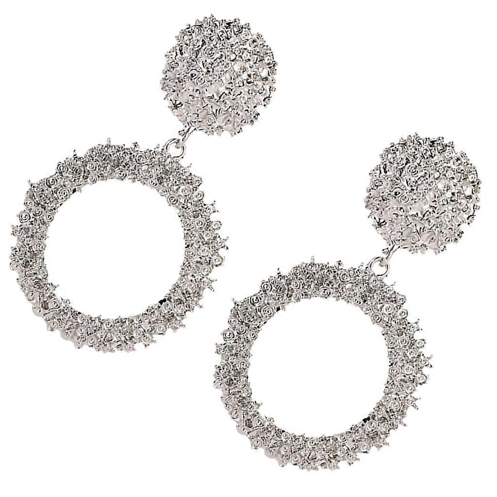 Big Loop Ball Statement Round Drop Dangle Kolczyki Moda Damska Srebrna