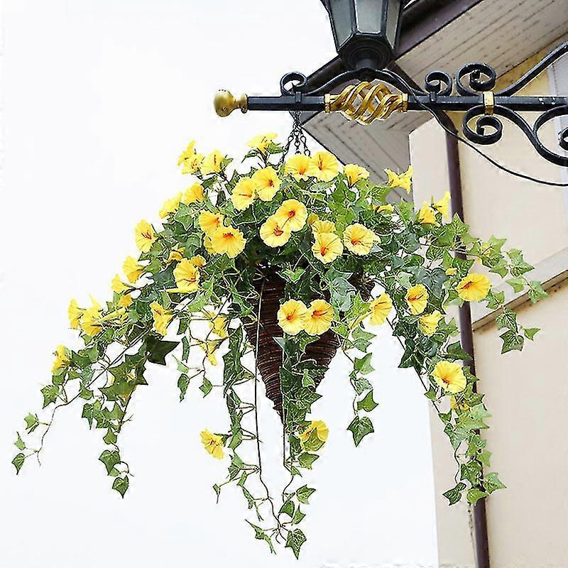 EVAGO Hanging Basket With Artificial Vine Silk Petunia Flowers For Outdoor/indoor