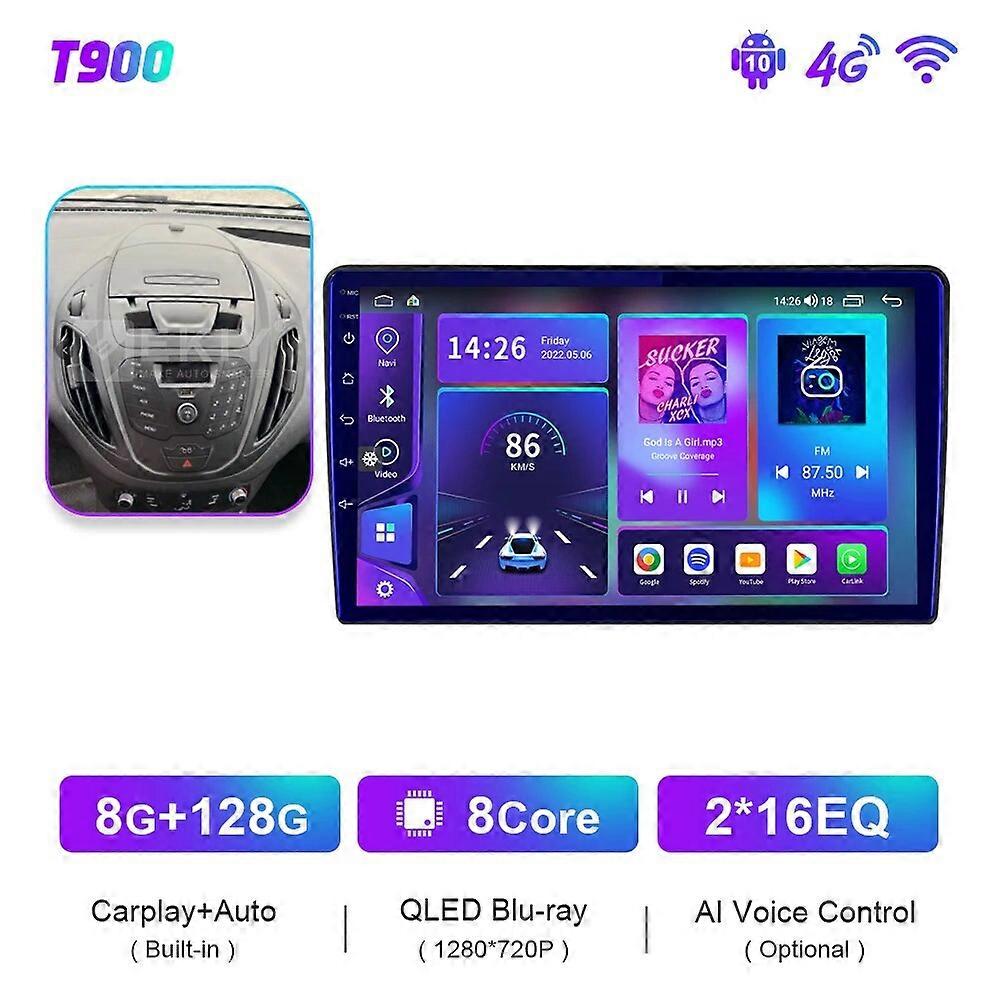 Redkid T900 8G 128G Android For Ford Tourneo Transit Courier 2020 Car Radio Blu-ray QLED Multimedia
