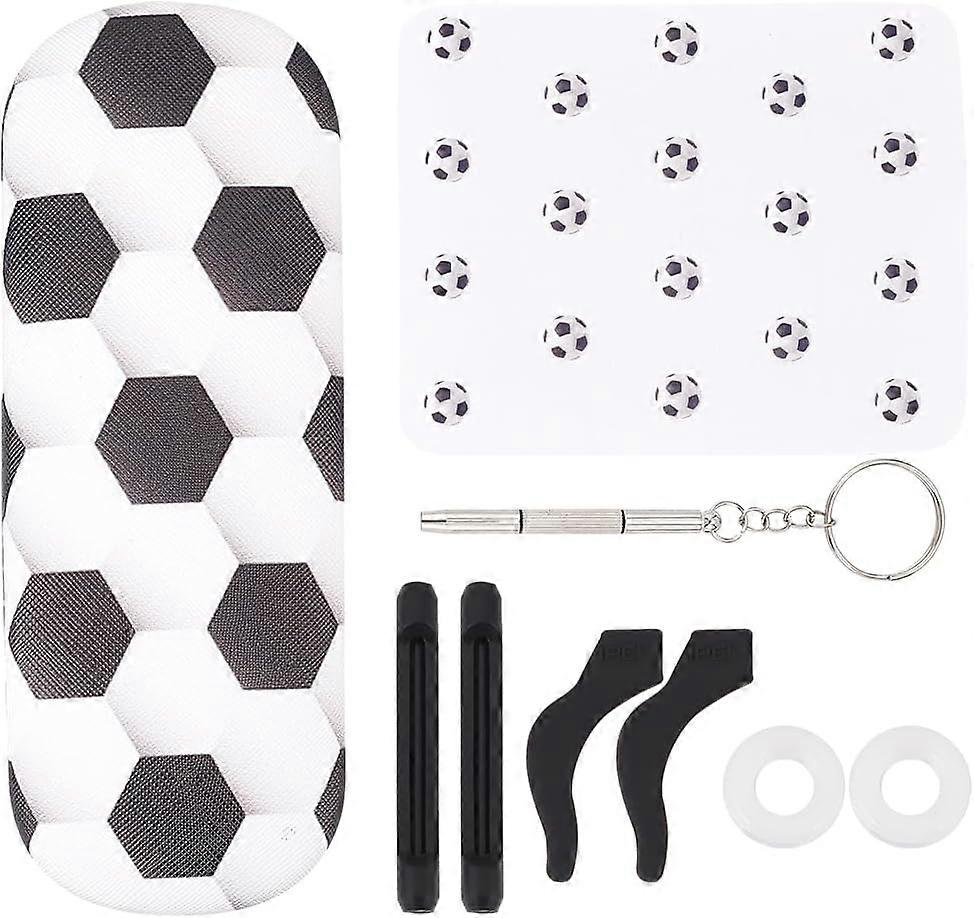 1 Pc Eyeglass Case Soccer Ball Pattern Imitation Leather Eyeglass Case Hard Shell Eyeglasses Case Protective Case for Women Men Sunglass Eyeglasses