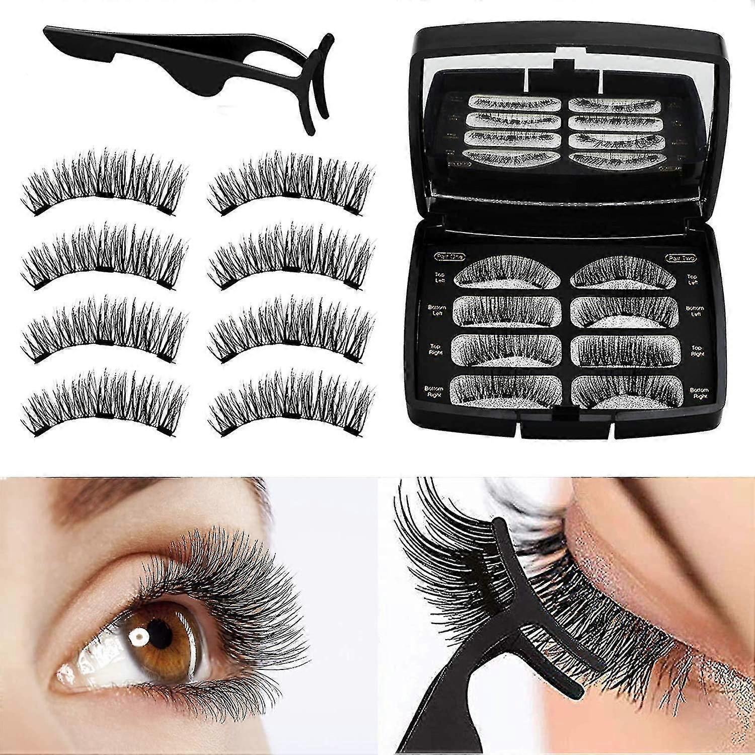 Magnetic Eyelashes, Reusable 3d Magnetic False Eyelashes False Eyelashes, Glue Free 3 Magnet Natural Look Eyelash Extensions With Female Tweezers