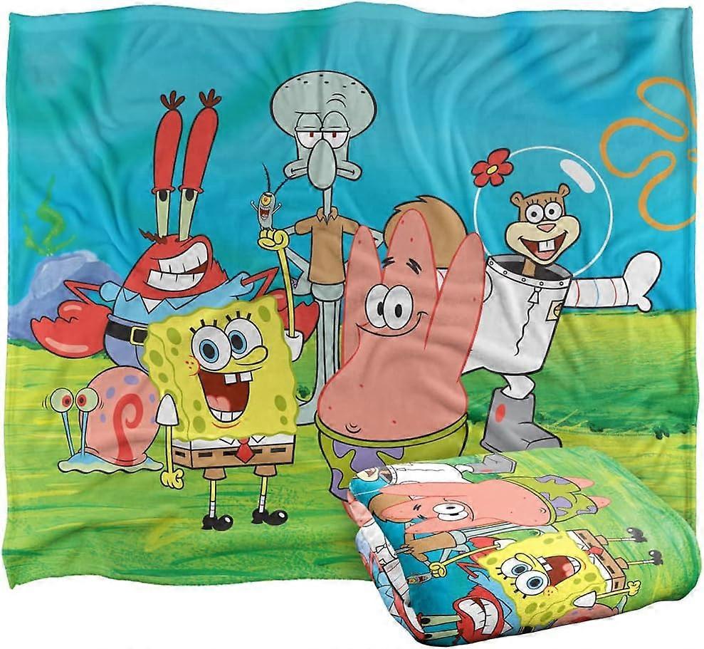 Couverture Bob l’éponge, scène de groupe Bob l’éponge Silky Touch couverture jet super douce