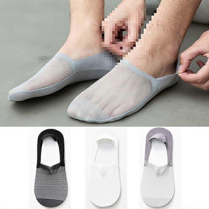 Invisible ice silk breathable socks, men's and women's non display socks, ultra-low cut anti-skid flat bottom boat liner3 pieces