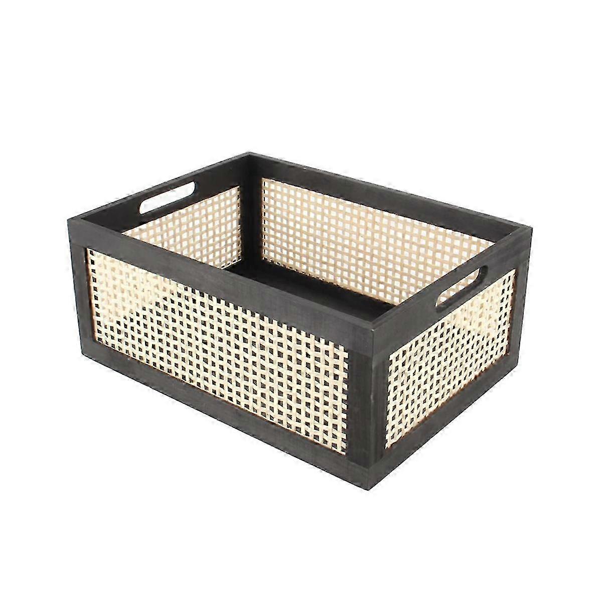 Retro Book Storage Basket Desktop Wooden Box Storage Basket Snacks, Cosmetics, Storage, Sorting & Storage Box 35x25x16CM