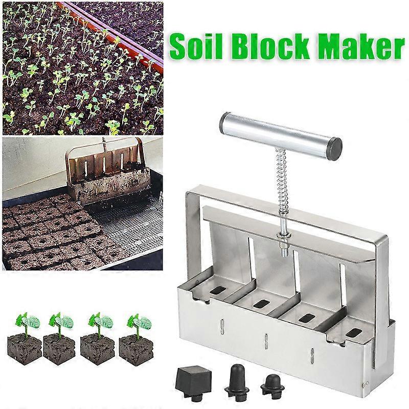 Quad Manual Soil Blocker,2 Inch Soil Block Maker Soil Blocker Tool with Non-Slip Comfort Grip for Planting, Transplanting, Greenhouse