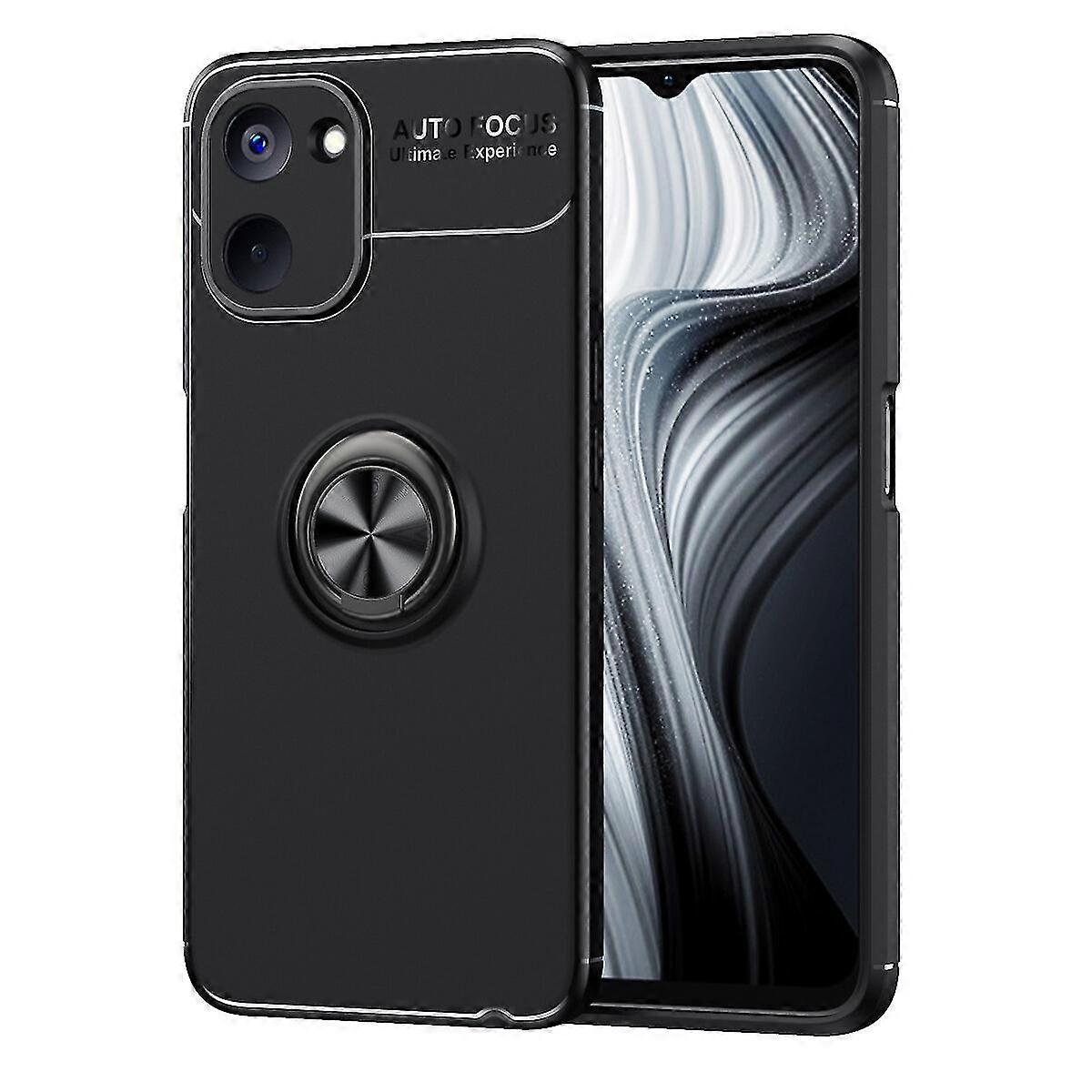 Minimalist Soft Gel Case With Metal Ring Stand - High-quality, Shockproof, Non-slip - Oppo Realme V20