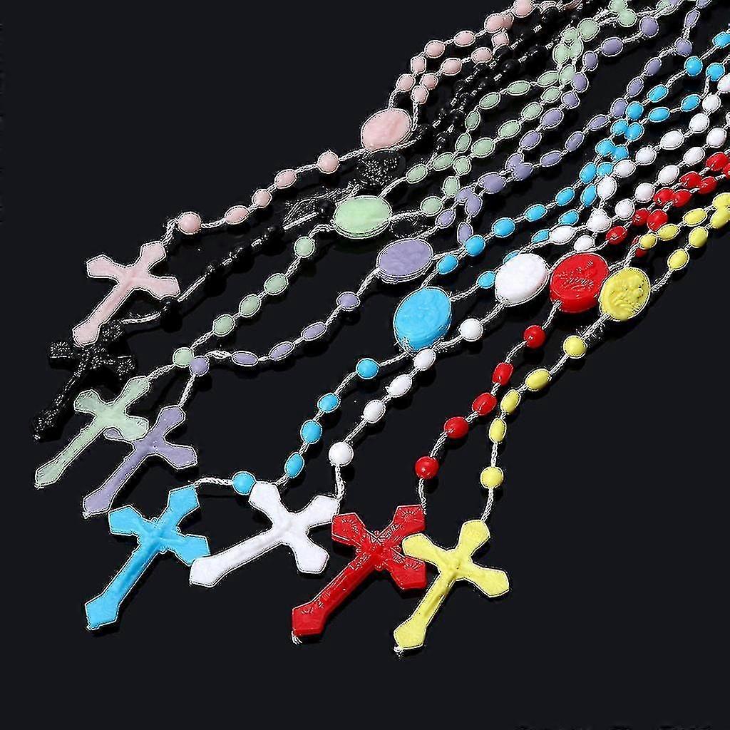 プラスチックロザリオビーズルミナスネックレスカトリック祈りの宗教的な宝石