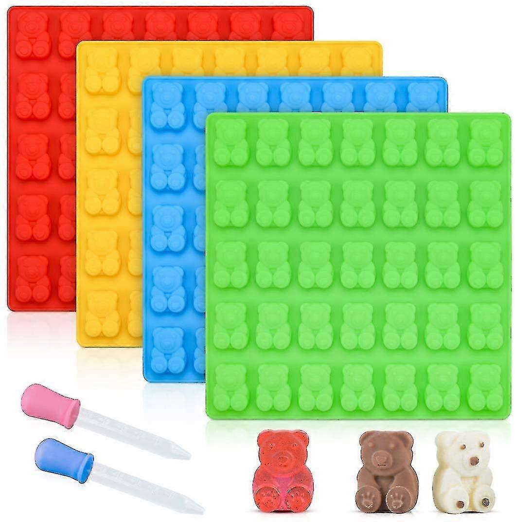 قوالب حلوى الدببة الصمغية - قوالب حلوى كبيرة على شكل دب، قوالب شوكولاتة على شكل دب مقاس 1 بوصة، عبوة من 4 قطع من السيليكون، معتمدة من LFGB لاختبار الضغط، أفضل قوالب سيليكون صالحة للطعام