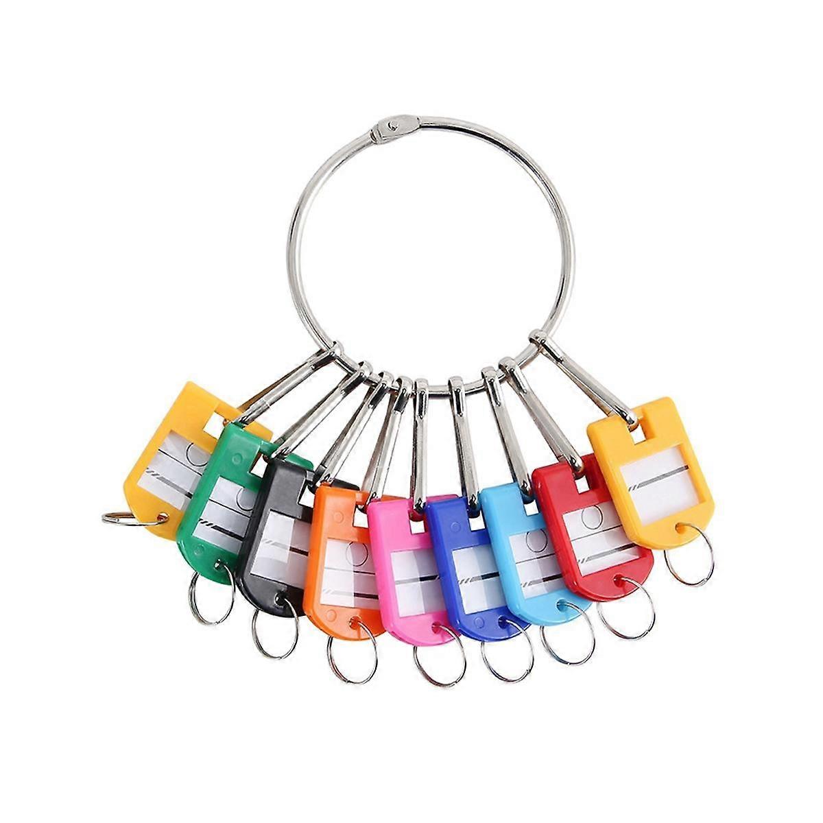 Portable Metal Ring Key Organizer with 10 Spring Hooks & Key Tags with Ring and Label Window