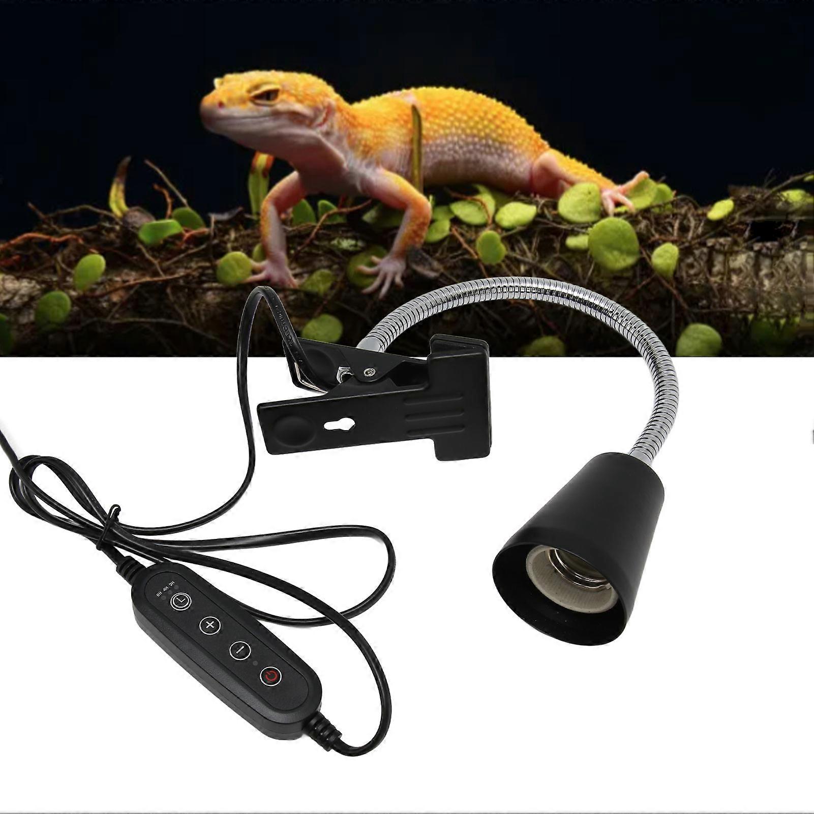 New Reptile Heat Lamp Holder Clip On 360 Degree Rotatable Hose Reptile Heating Light Bulb Fixture with Timer 110220V