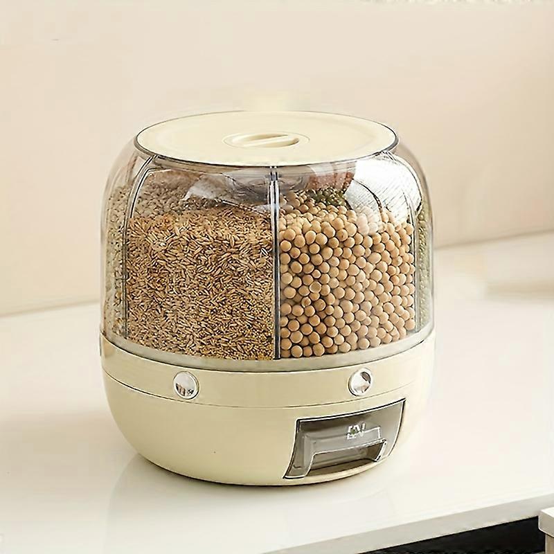 1pc Rotating Grain Storage Box Divided Rice Bucket, Large Capacity Cereal Container, Moisture-proof Insect-proof Sealed Storage Containers For Rice, C