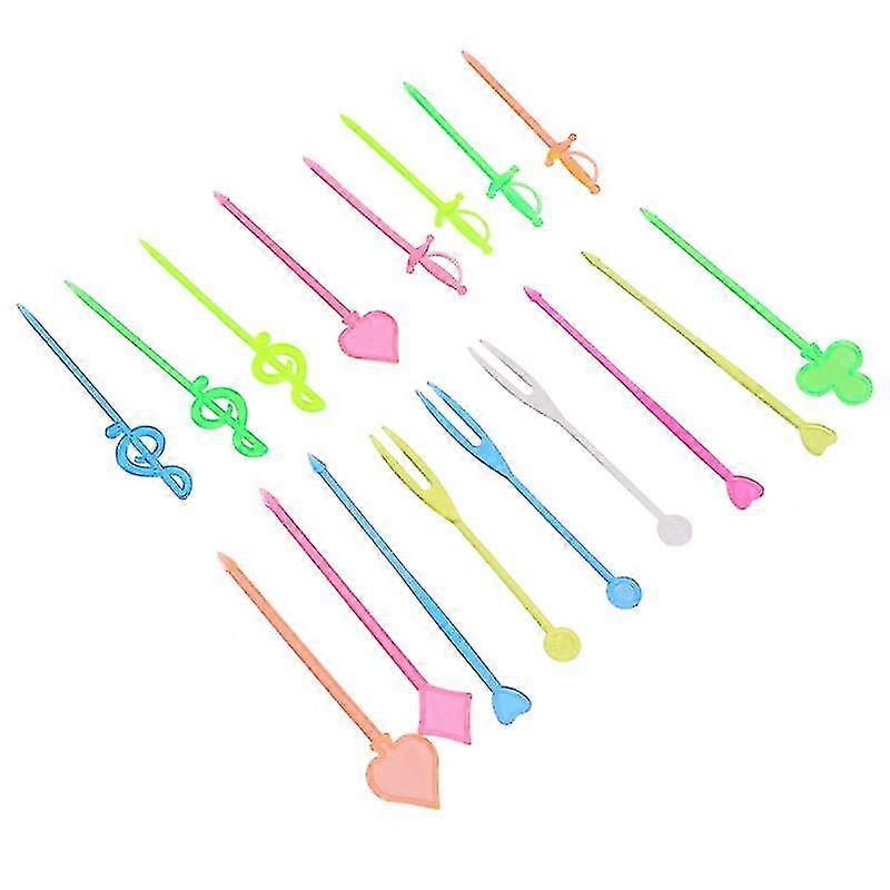 100pcs Disposable Fruit Insert Plastic Fruit Picks Creative Fruit  Mini Forks Party Favors(random Pattern)