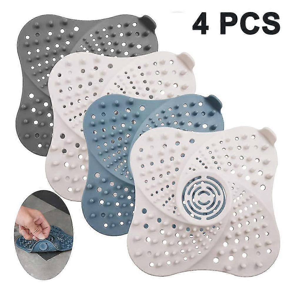 4pack Swirl Square Haircatcher Drain Strainer Covers,silicone Bathtub