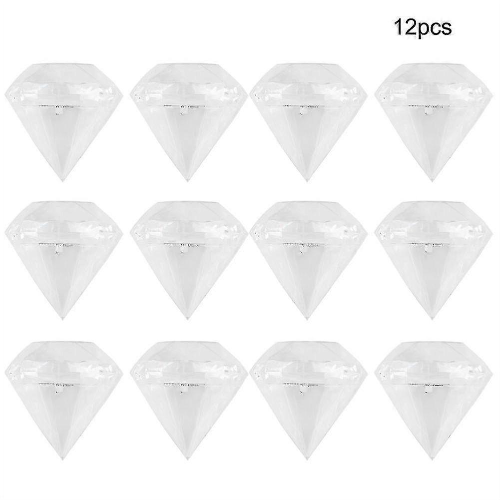 Transparent Plastic Diamond Shape Candy Box Case for Wedding Party Home - 12 pcs
