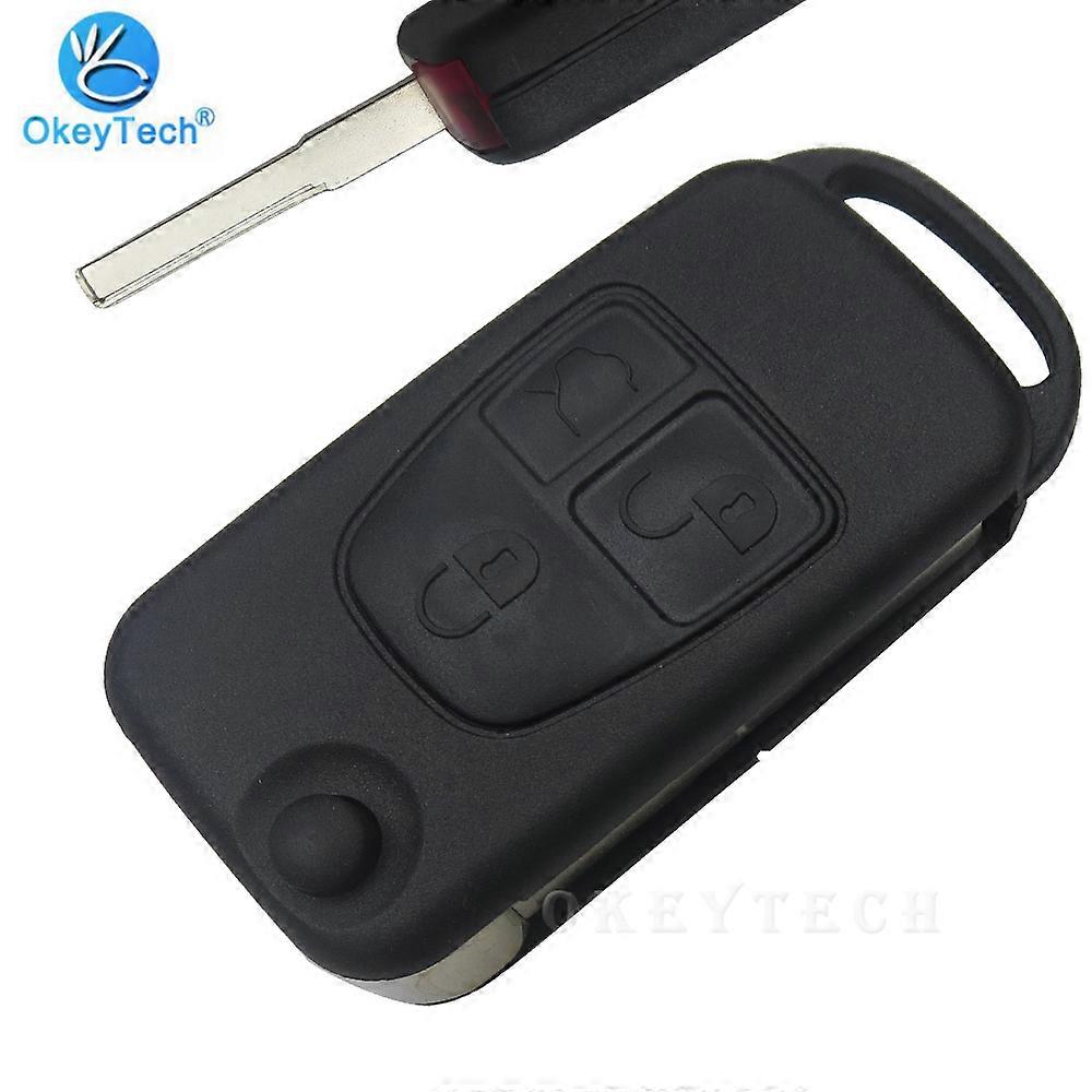 OkeyTech Key Shell For Mercedes Benz ML C CL S SL SEL Uncut Blank Blade Auto Car Key Cover Case Fob 3 Button Flip Fold for Benz