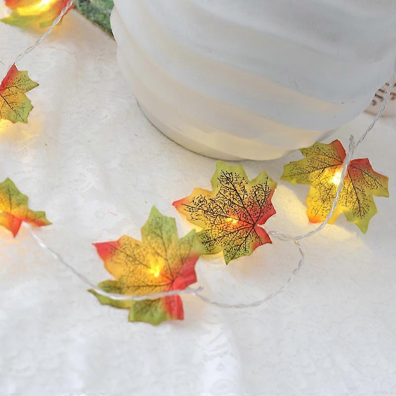 Høstkrans Høstpynt 40 Fairy Lights Høstblader Halloween Julepynt Thanksgiving Ornamenter (B)