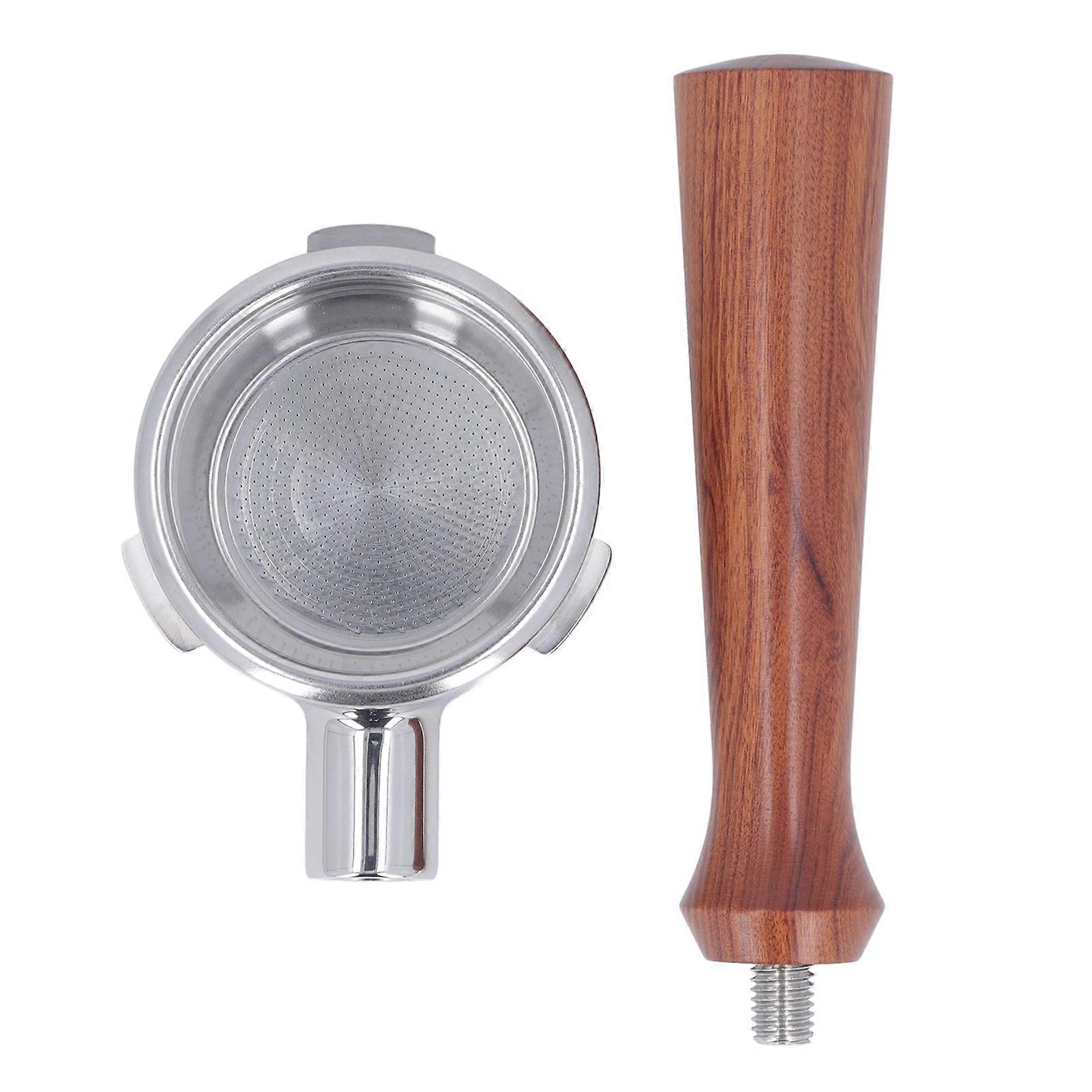 58mm bodenloser Siebträger Massivholzgriff Edelstahlkorb Abnehmbarer 3-Ohr-Kaffee-Siebträger für Barsetto F Red Sour Branch