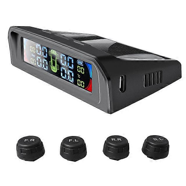 PECHAM TPMS Solar Power Car Tire Pressure Monitoring System Auto Security Alarm Tyre Pressure Sensors Temperature Warning