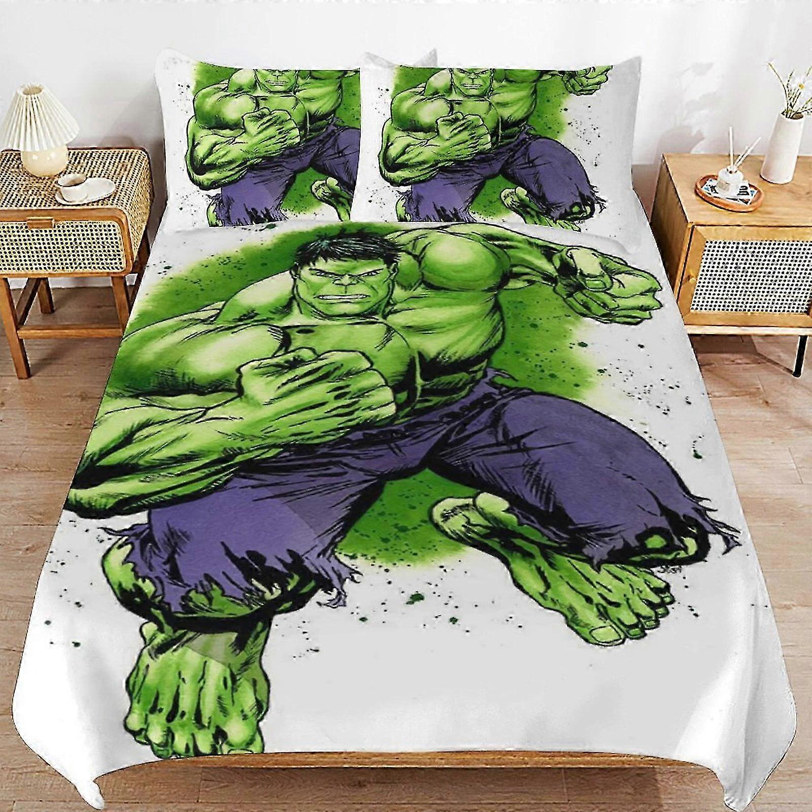 n778 Lakan Hulk Sängkläder Se Ultra mjuk hudvänlig påslakan3 delar, söt täcke täcke sängset (1 påslakan och 2 örngott) lakan