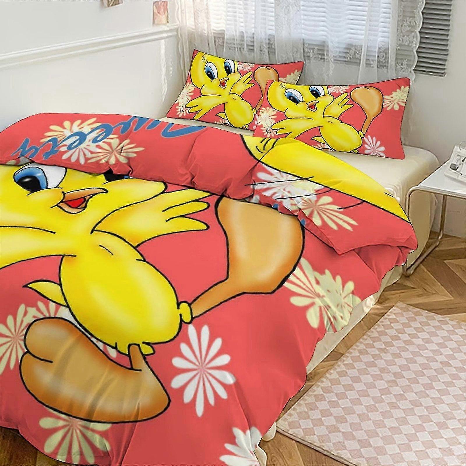 TweetyBird Print Bedding Set Pattern Duvet Cove Set Pieces Quilt Cover And Pillowcases for Women Men Teens Multiple sizes to choose from I