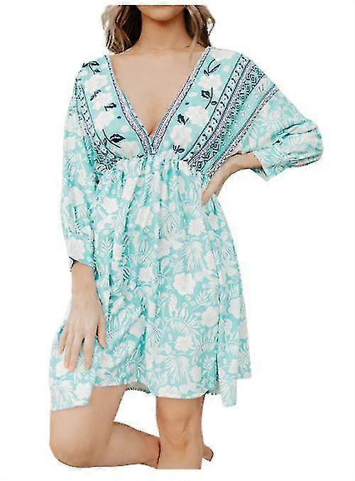 Women's Sleeve V Neck Tunic Casual Loose Mini