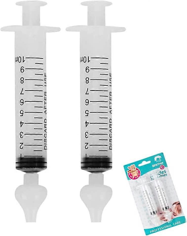 2Pcs Baby Nasal Aspirator, 10ml Syringe Nasal Irrigator, Reusable Silicone Nasal Suction Tip, Nasal Irrigator Syringe for Baby
