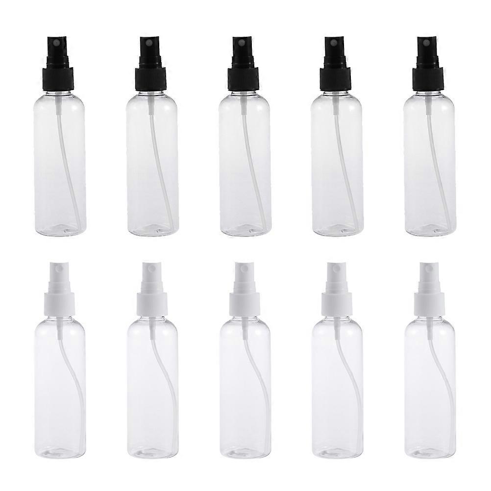 10pcs 100ml Clear Empty Plastic Spray Bottles Travel Atomizer Portable Refillable Cosmetic Containers (Random Spray Nozzle Color)