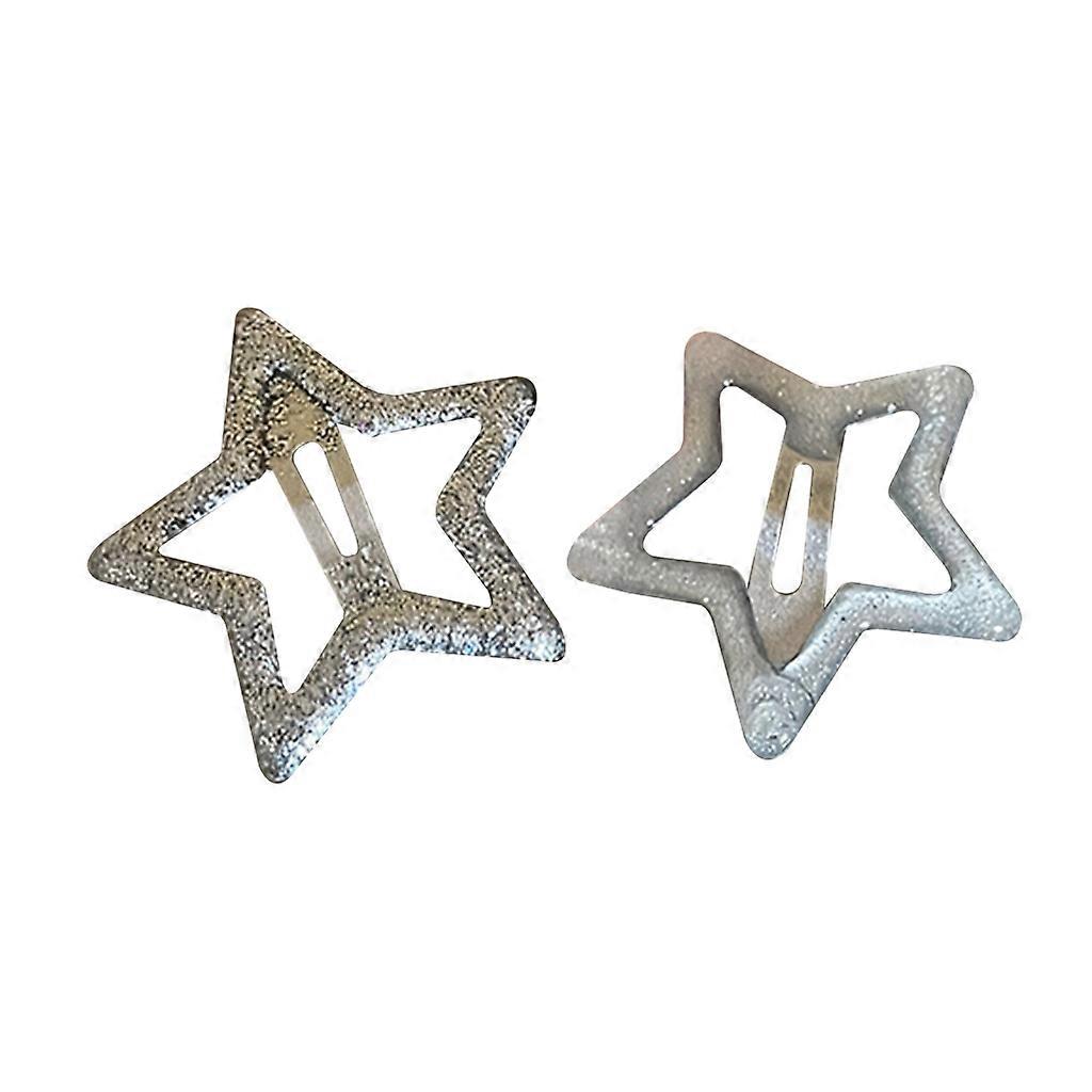 2 Stück/Set Niedliche Stern Metall Snap Haarspange Winzig No Slip Accessoire Sparkly