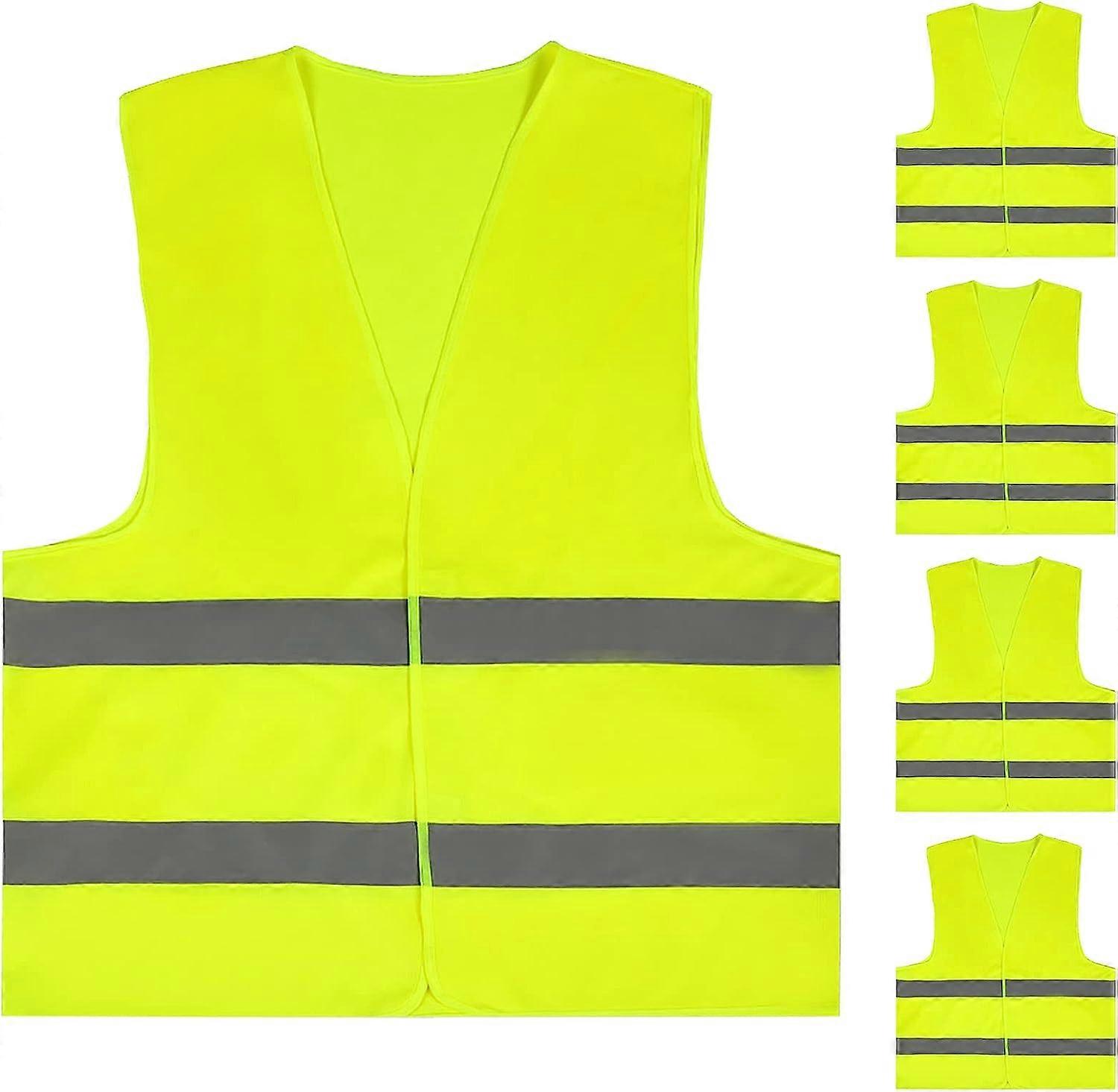 5 Pack High Visible Vests, Standard Size High Visible Safety and Emergency Jackets, Unisex Reflective Safety Vests