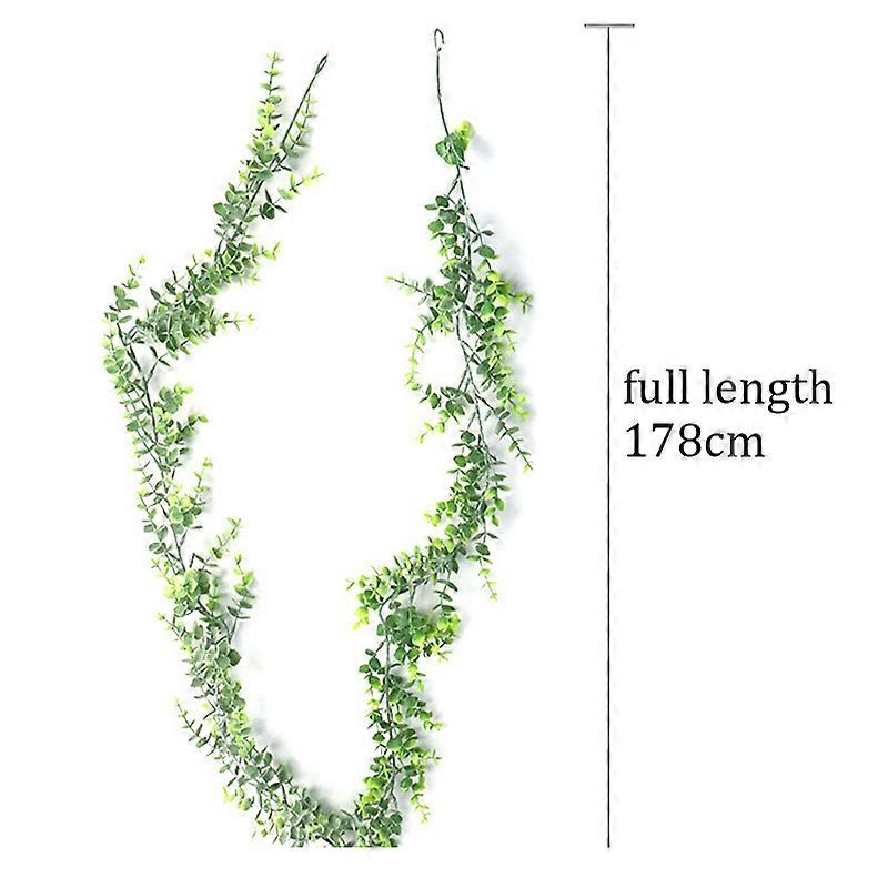 2M Eucalyptus Garland Artificial Garland Wall Decor Silver Dollar Eucalyptus Green Leaves Vines Plant for Wedding Arch