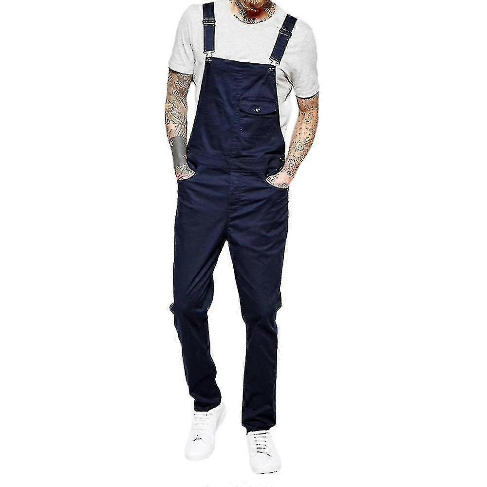 Men Slim Fit Denim Jumpsuit Bib Romper Casual Overalls Dungarees