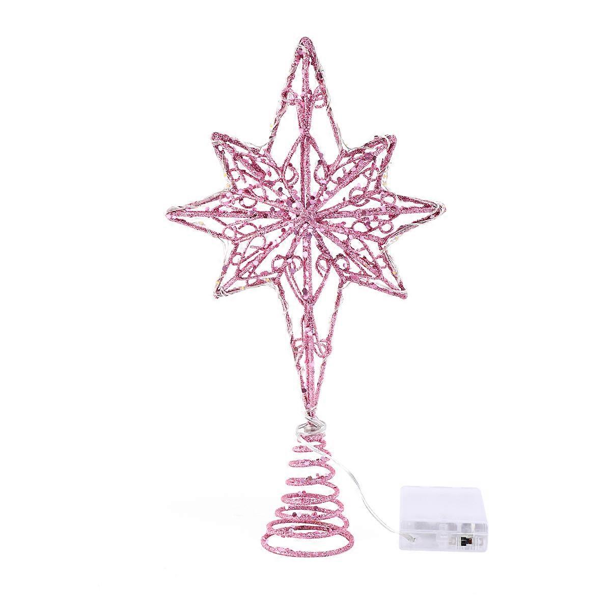 Eight Pointed Star Tree Topper Christmas Tree Topper Decoration (With Light)
