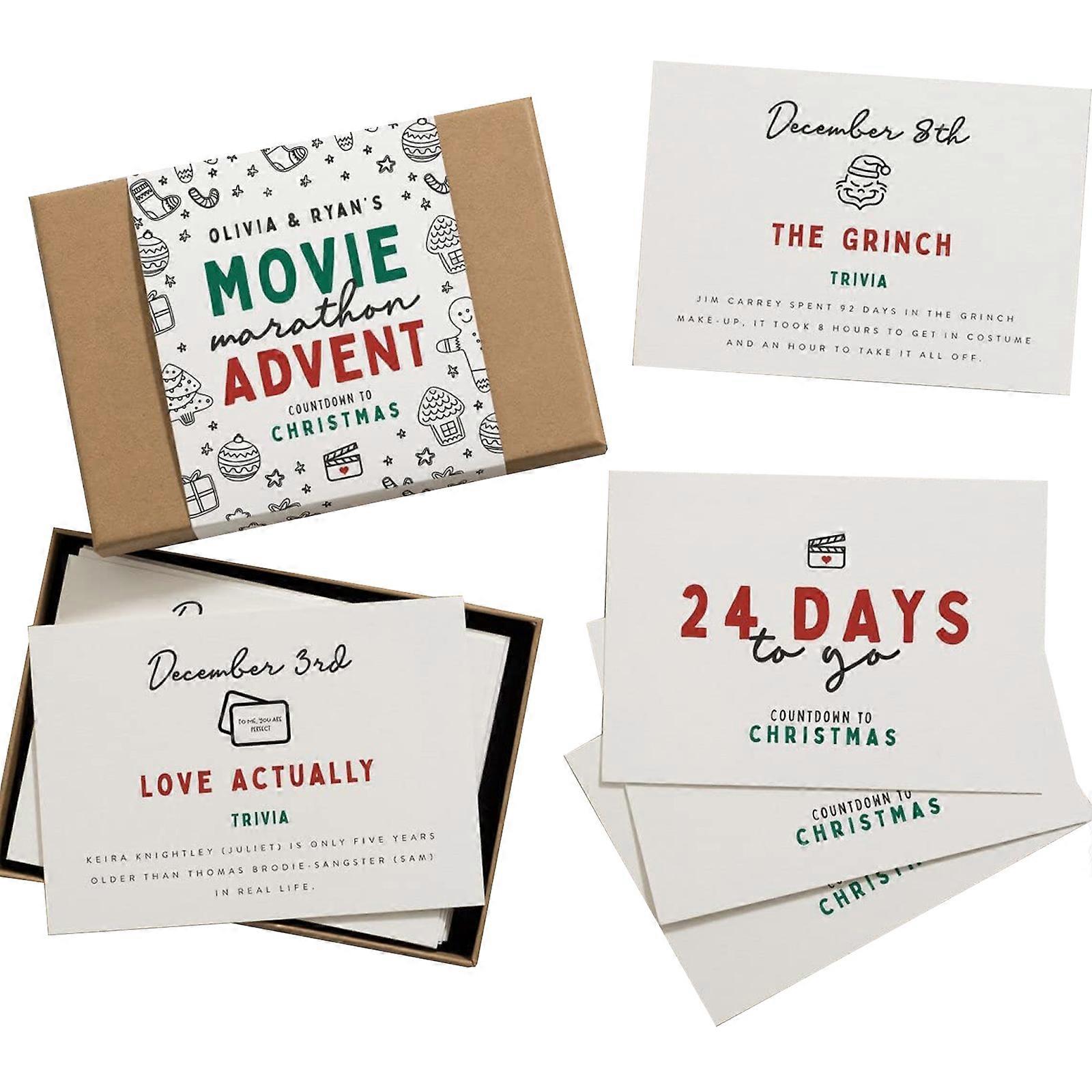 Christmas Advent Calendar,Christmas Countdown Calendar,Advent Calendar Contains 24 Christmas Cards,Christmas Calendar Card With Christmas Movie Names