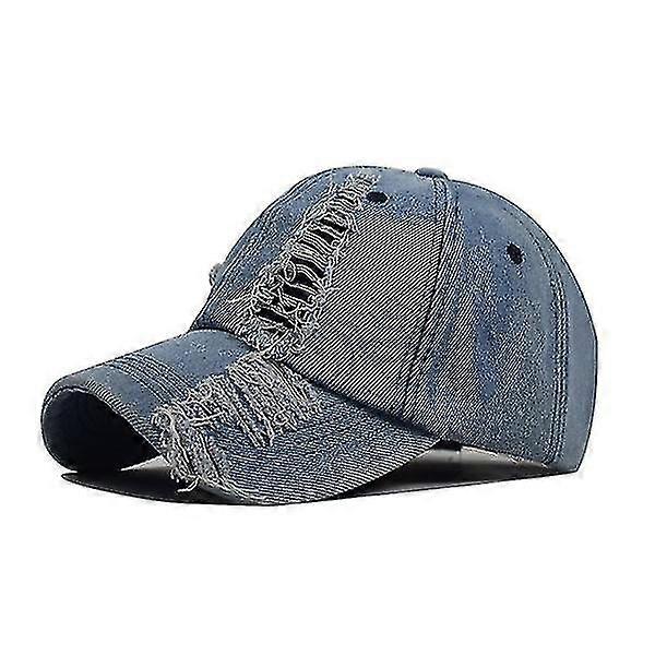 vasket denim hull baseball cap [himmel blå]