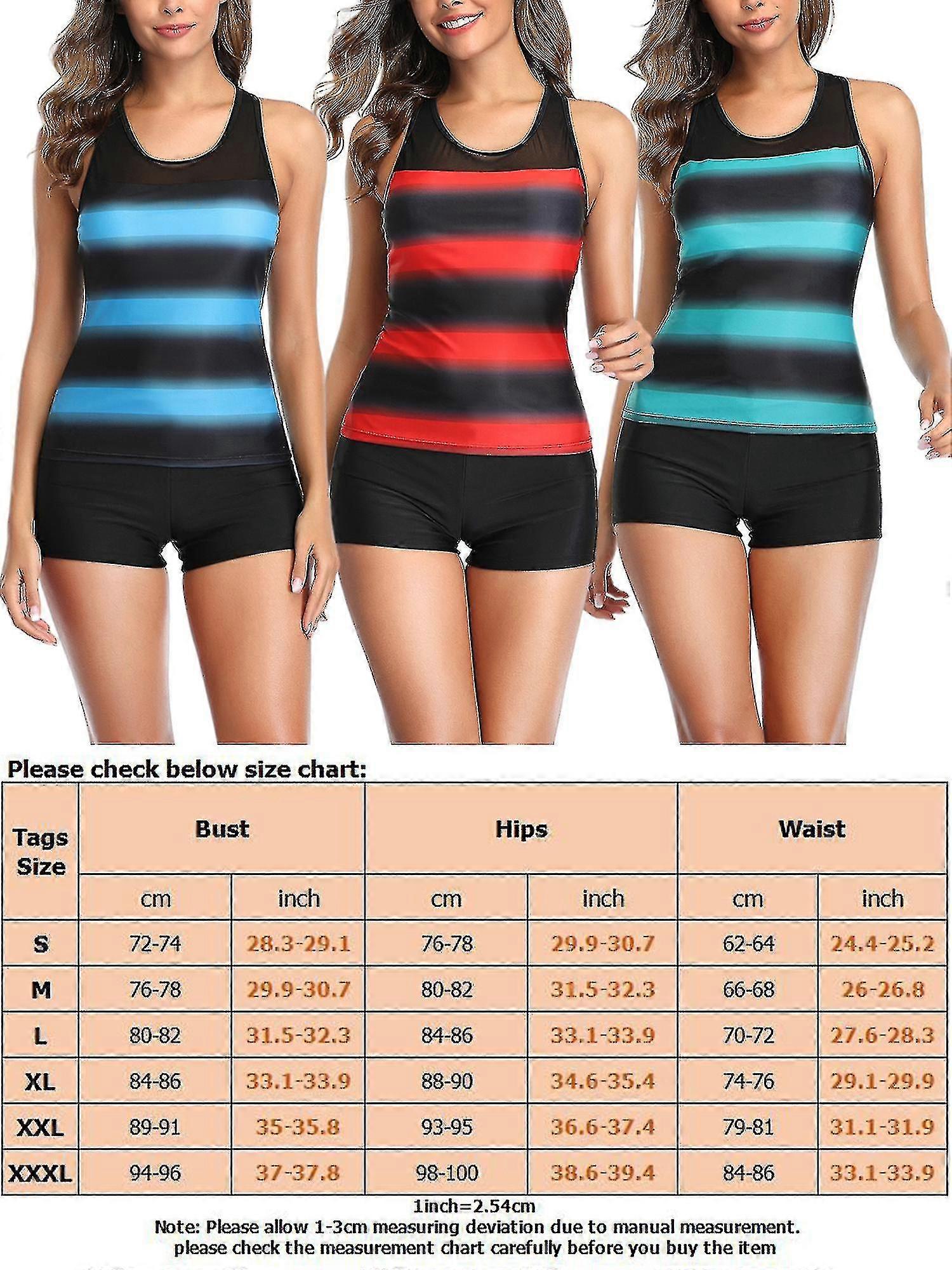 Femmes Surfing Two Peices Maillot de bain Swim Tops Boyleg Shorts Maillot de bain rayé