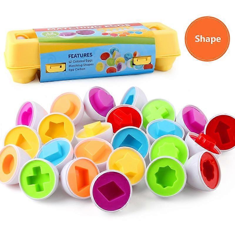 12 pcs Egg Matching Toys Set Baby Learning Educational Toy Smart Egg Fruit Animal Geometry Shape Coginition Matching Sorter Game